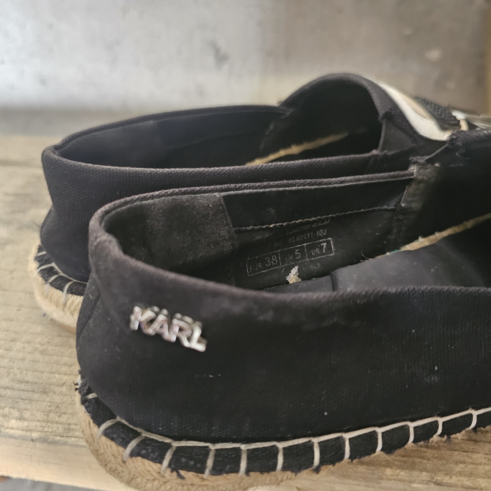 Karl Lagerfeld Black Espadrilles with Iconic Design - Picture 4 of 4